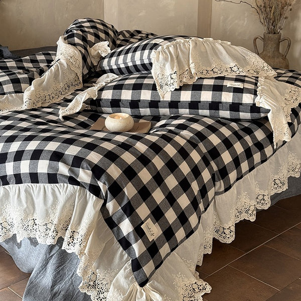 Countryside Lace Checker Bedding Set