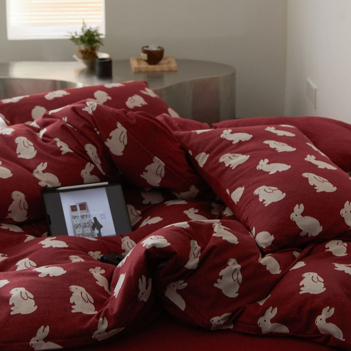 Retro Bunny and Clover Bedding Set