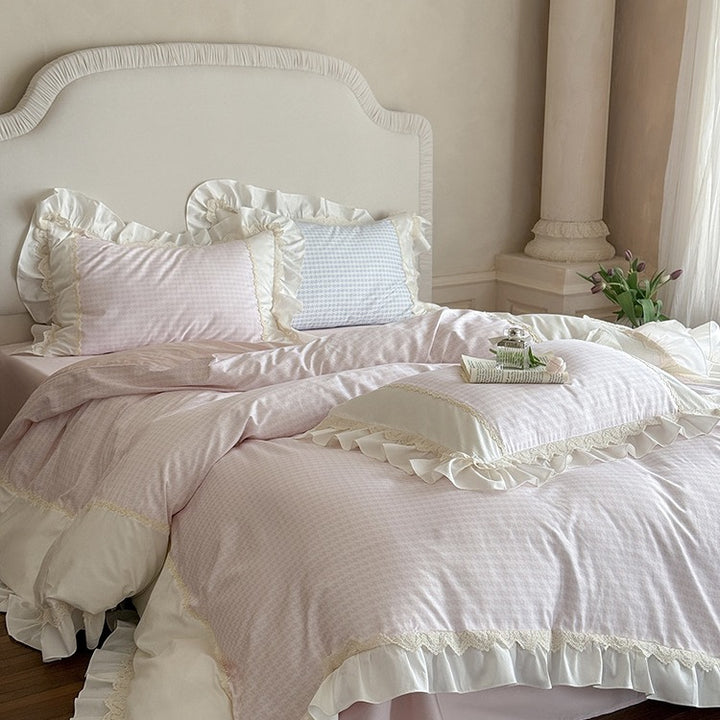 Houndstooth & Sweet Ruffle Bedding Set