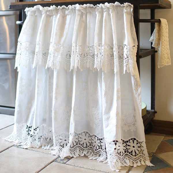 Royal White Lace Cabinet Curtain