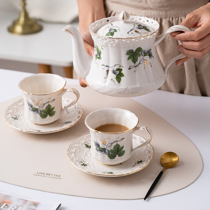 Royal Guipure Lace Tea Cup & Pot