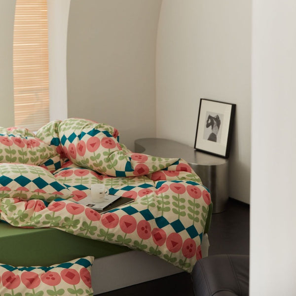 Tulip Check Cotton Bedding Set