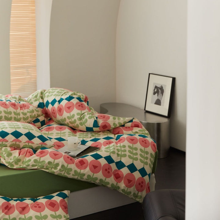 Tulip Check Cotton Bedding Set