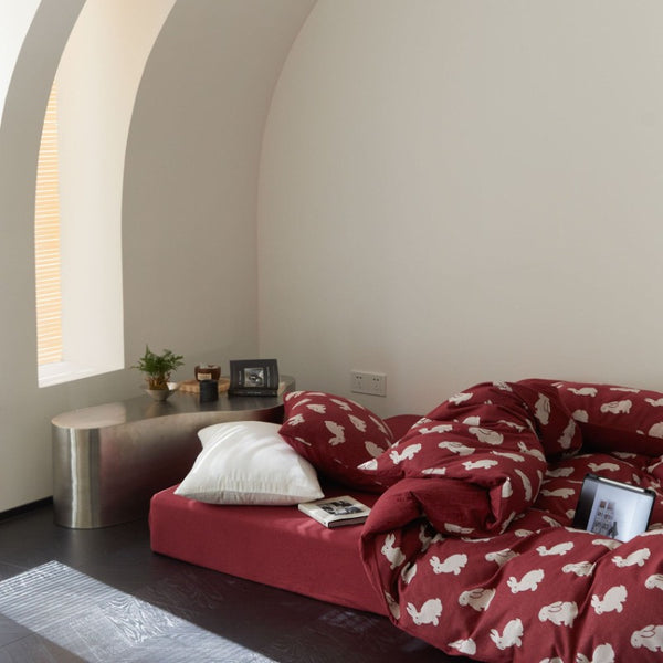 Retro Bunny and Clover Bedding Set