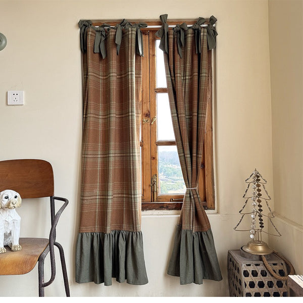 Vintage Plaid Cabinet Curtain