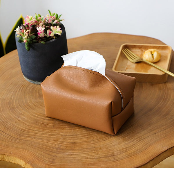 Leather Tissue Box Organiser