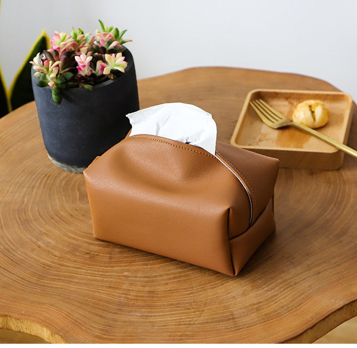 Leather Tissue Box Organiser