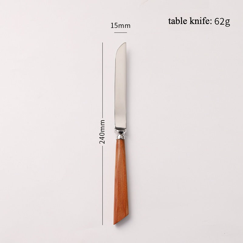 Wood Handle Silver Cutlery Set
