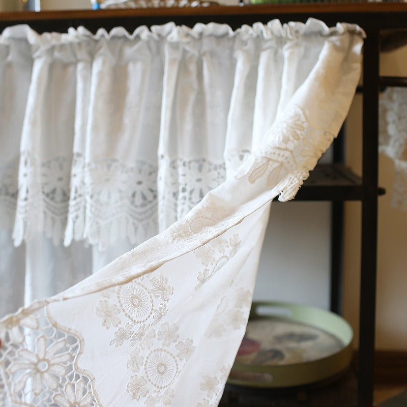 Royal White Lace Cabinet Curtain
