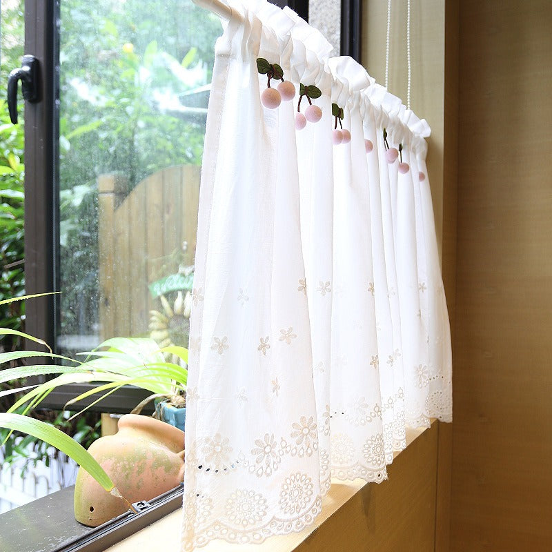 Sweet Lace with Cherry Cabinet Curtain