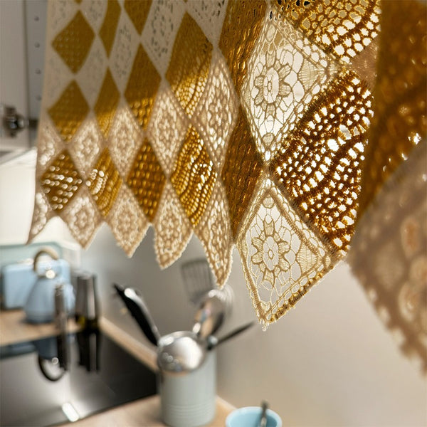 Mustard Diamond Lace Cabinet Curtain