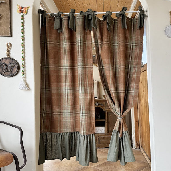 Vintage Plaid Cabinet Curtain