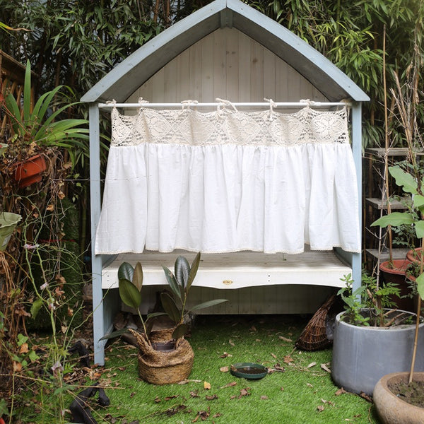 Beige Lace Splice Cabinet Curtain