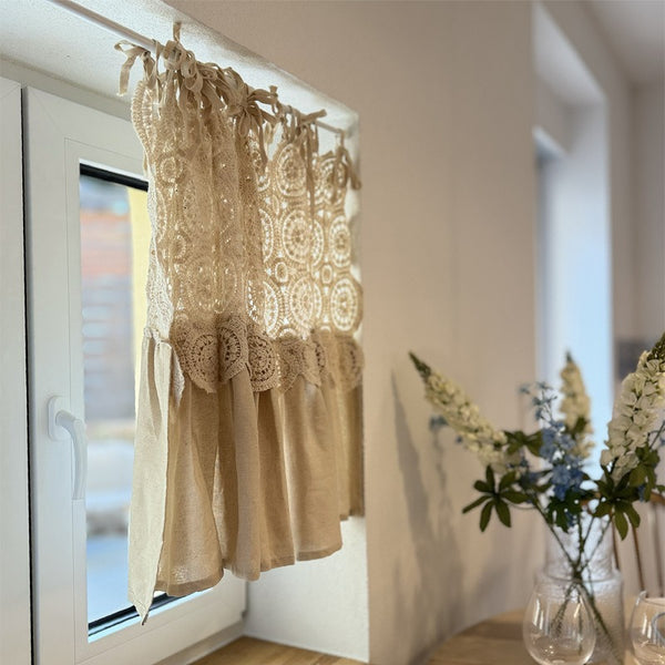Rustic Beige Cabinet Curtain
