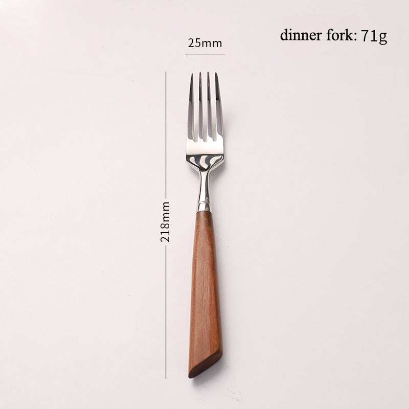 Wood Handle Silver Cutlery Set