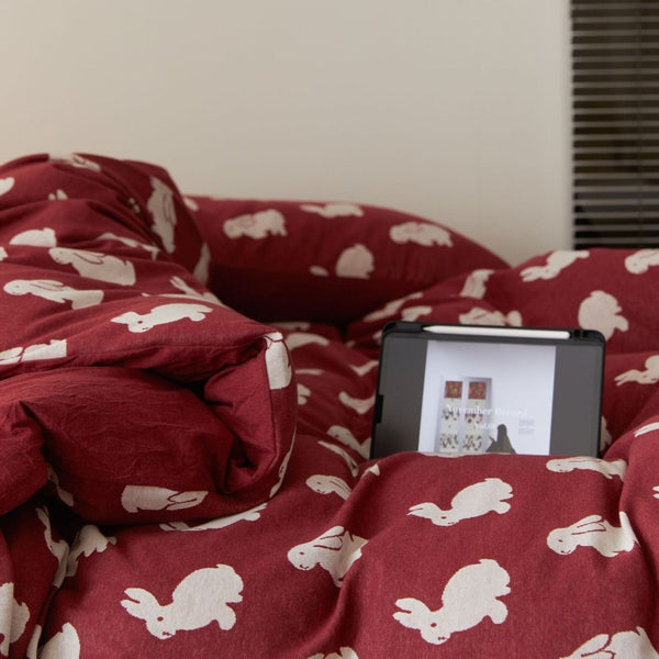 Retro Bunny and Clover Bedding Set