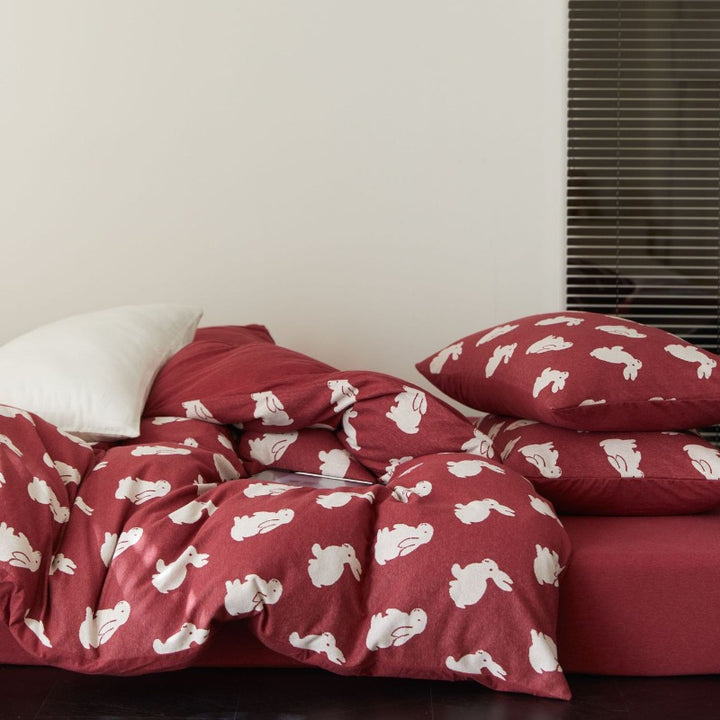 Retro Bunny and Clover Bedding Set