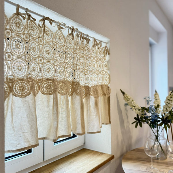Rustic Beige Cabinet Curtain