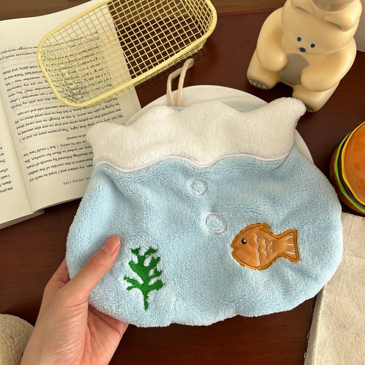 Bubbly Fish Tank Hanging Hand Towel Set