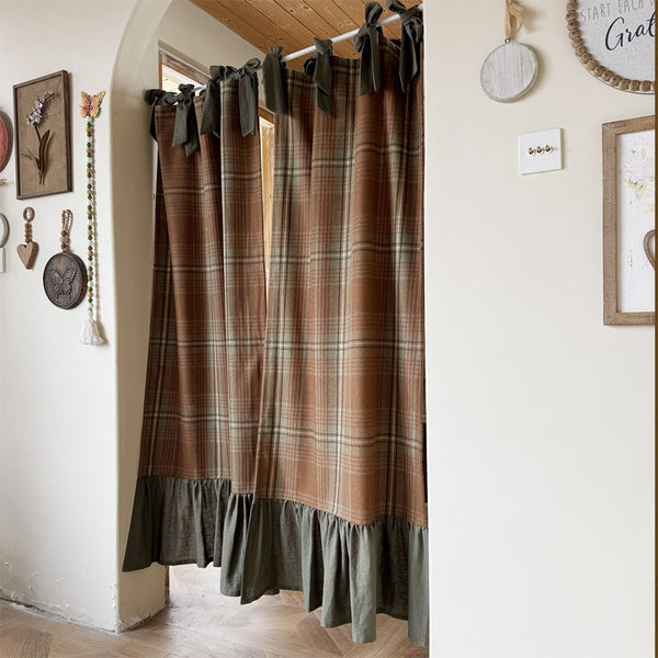 Vintage Plaid Cabinet Curtain