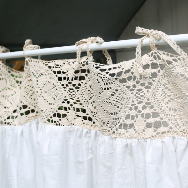 Beige Lace Splice Cabinet Curtain