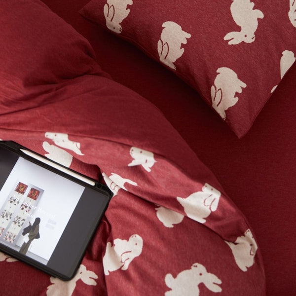 Retro Bunny and Clover Bedding Set