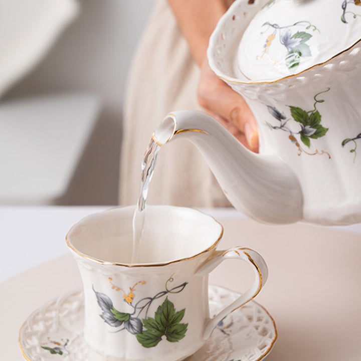 Royal Guipure Lace Tea Cup & Pot