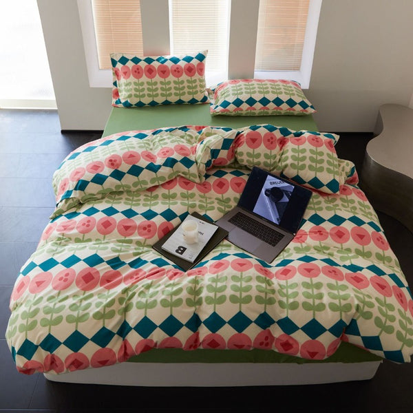 Tulip Check Cotton Bedding Set