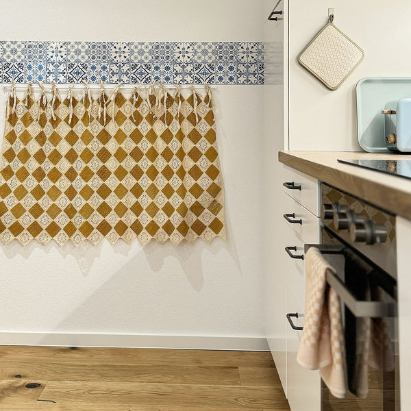Mustard Diamond Lace Cabinet Curtain