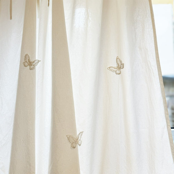 Creamy Butterfly Cabinet Curtain