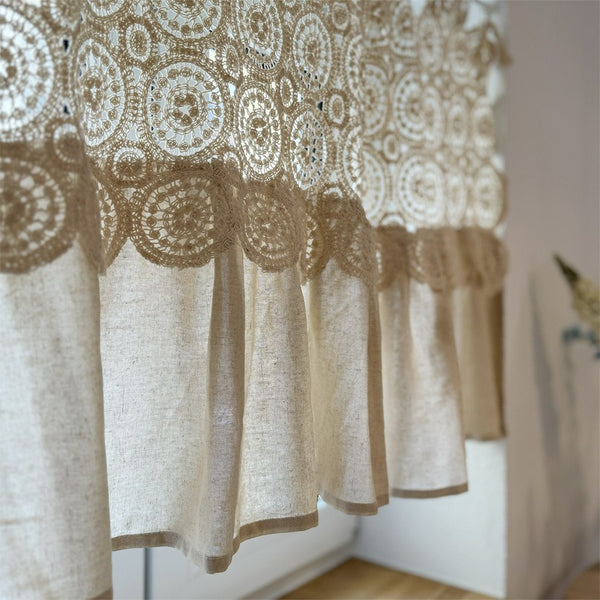 Rustic Beige Cabinet Curtain