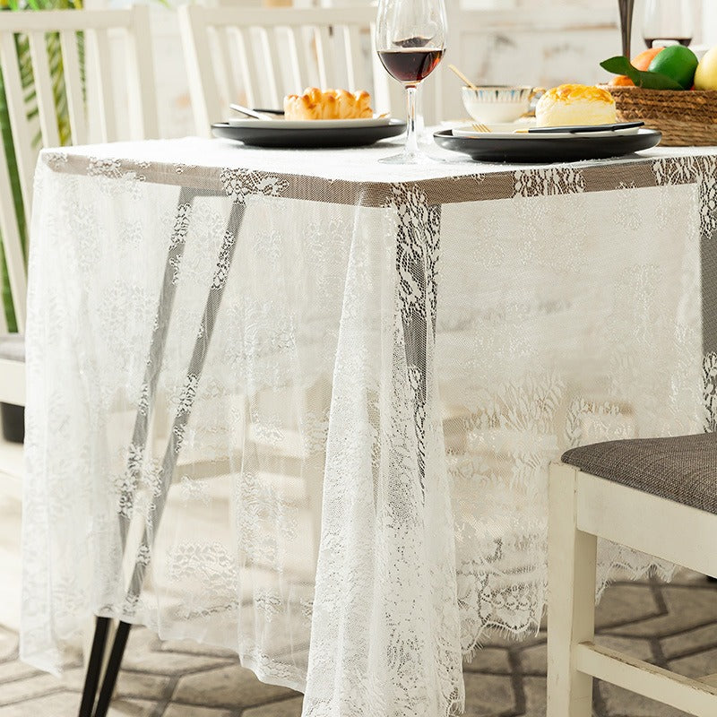 Cloudy White Lace Table Cloth