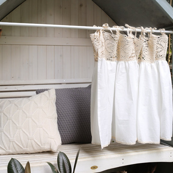Beige Lace Splice Cabinet Curtain