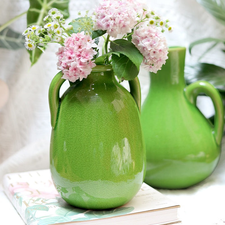 Green Crackle Ceramic Vase