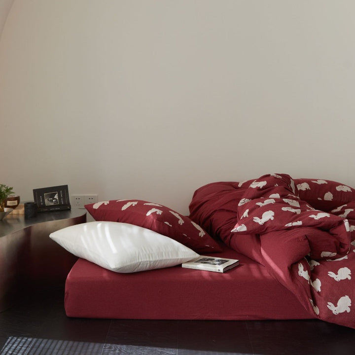 Retro Bunny and Clover Bedding Set