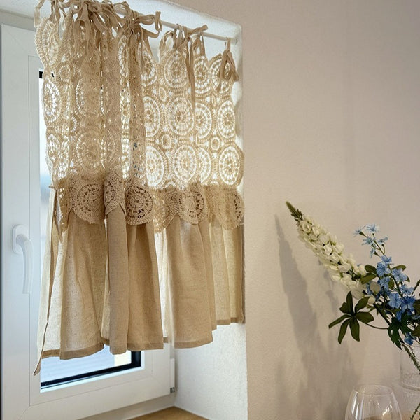 Rustic Beige Cabinet Curtain