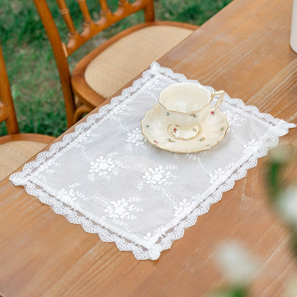 Pure White Lace Placemat Set