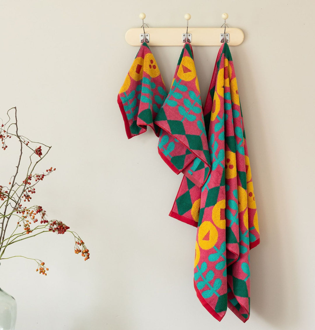 Tulip Check Cotton Towel Set Collection