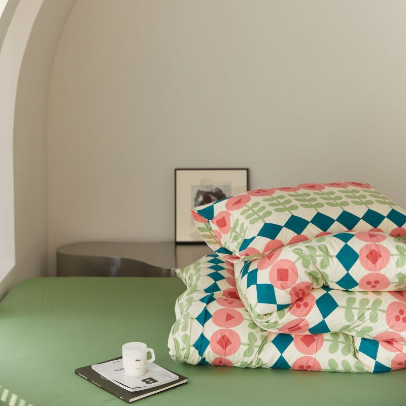 Tulip Check Cotton Bedding Set