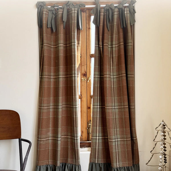 Vintage Plaid Cabinet Curtain