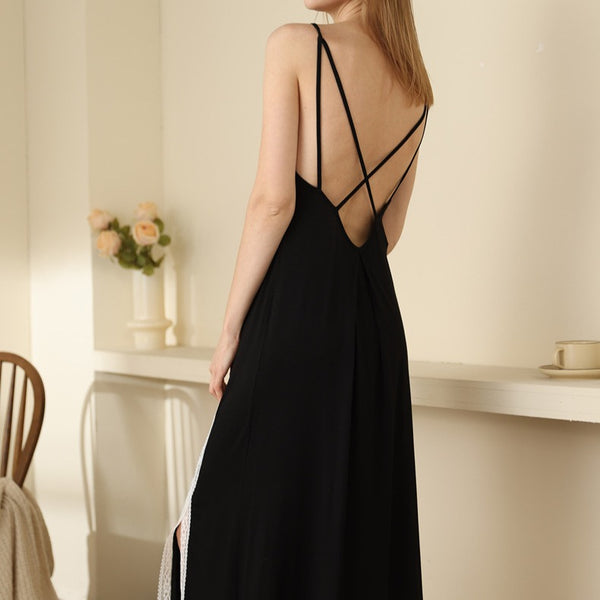 Moonlight Lace Backless Chemise Dress