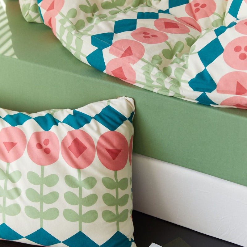 Tulip Check Cotton Bedding Set