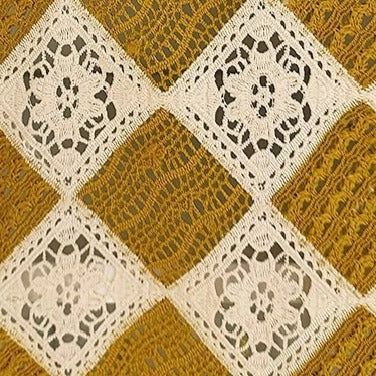 Mustard Diamond Lace Cabinet Curtain
