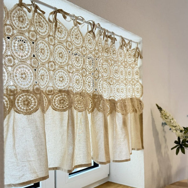 Rustic Beige Cabinet Curtain