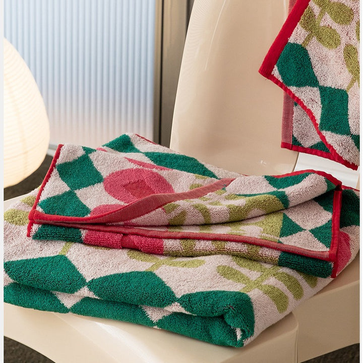 Tulip Check Cotton Towel Set Collection