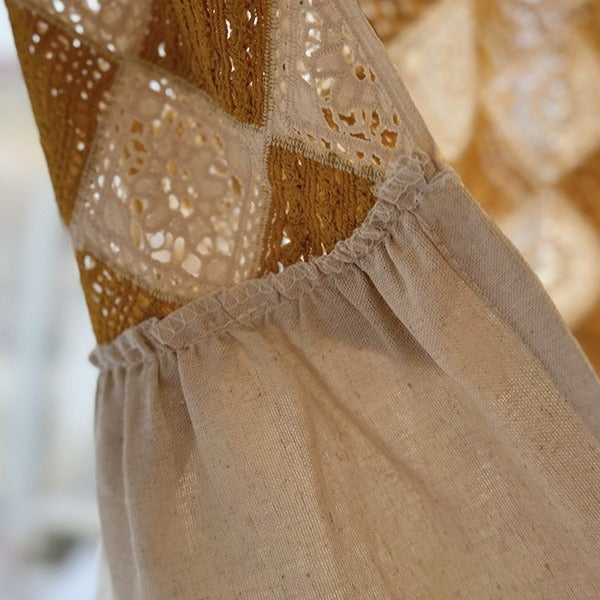 Diamond Crochet & Linen Cabinet Curtain