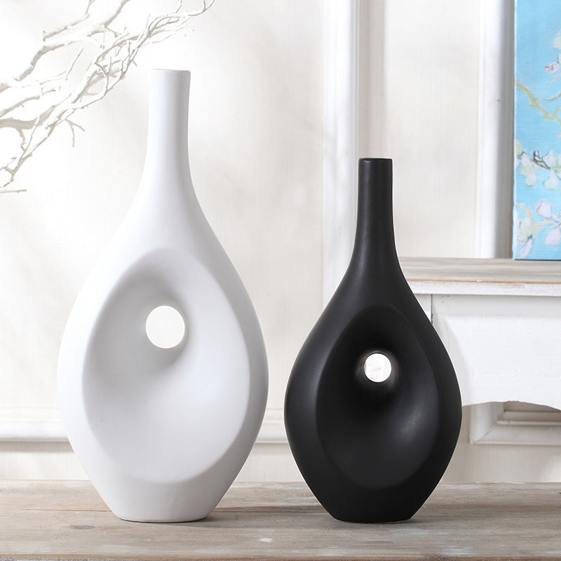 Monochrome Hollow Elegance Vases