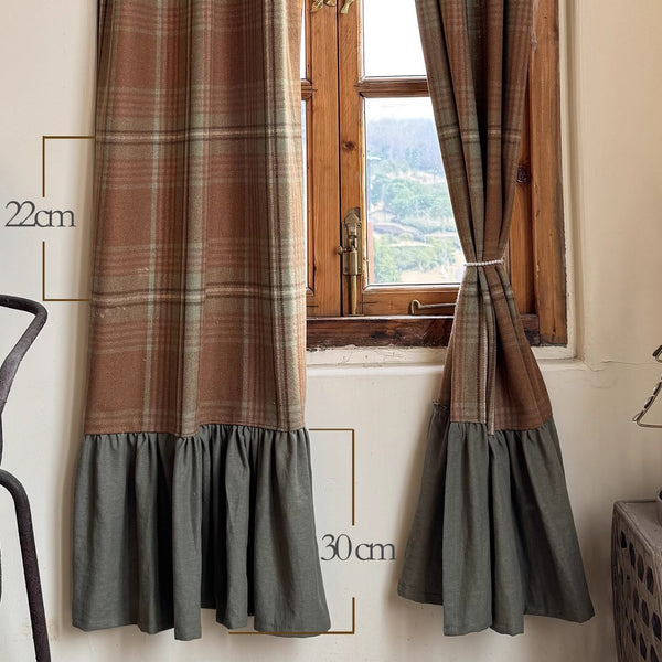 Vintage Plaid Cabinet Curtain