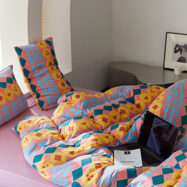 Tulip Check Cotton Bedding Set