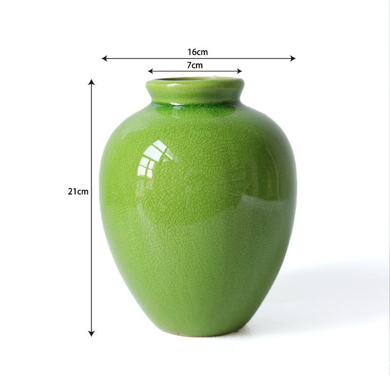 Green Crackle Ceramic Vase